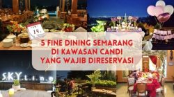 Suasana makan malam romantis di resto fine dining Semarang kawasan Candi dengan pemandangan city light kota Semarang untuk dinner Valentine.