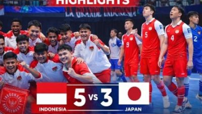 Selebrasi emosional pemain Timnas Futsal Indonesia usai mengalahkan Jepang 5-3 berkat taktik Hector Souto Timnas Futsal.
