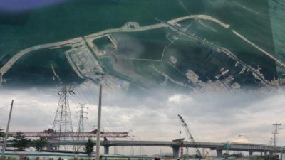 Pemasangan matras bambu pada konstruksi Tol Semarang Demak Seksi 1 Kaligawe Sayung untuk memperkuat tanah lunak.
