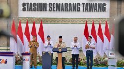Presiden Prabowo Subianto saat meresmikan revitalisasi Stasiun Semarang Tawang, Jawa Tengah, Kamis (30/7/2026).