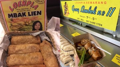 Perbandingan sajian Lumpia Gang Lombok yang otentik dan Loenpia Mbak Lien yang inovatif di Semarang.
