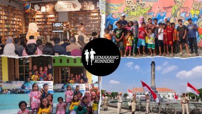 Ilustrasi ragam kegiatan komunitas di Kota Semarang mulai dari lari bersama Semarang Runners, diskusi literasi di Gramedia Jalma, hingga aksi sosial.